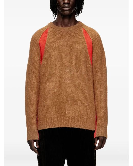 DIESEL Orange K-Lollo Ribbed-Panel Sweater for men