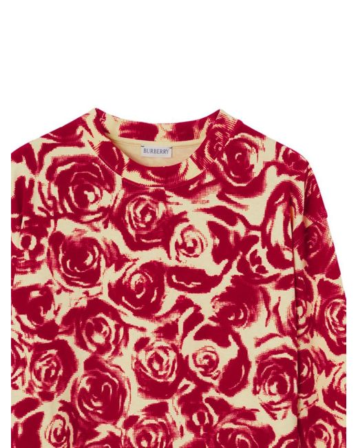 Burberry Red Rose-print Cotton Sweatshirt for men