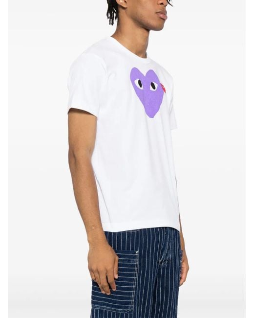 COMME DES GARÇONS PLAY White Signature Heart Motif Cotton T-Shirt