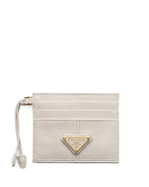 Prada White Leather Card Holder