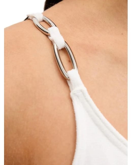 MICHAEL Michael Kors White Chain-Link Bikini Top