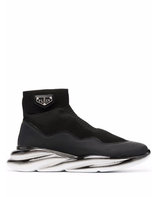 Philipp Plein Sock-style Chunky Sneakers in Black for Men - Lyst
