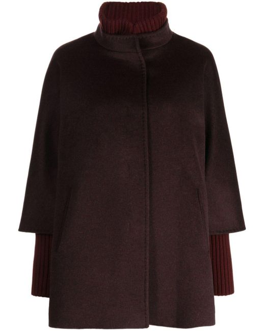 Cinzia Rocca Black Roll-neck Virgin Wool Coat
