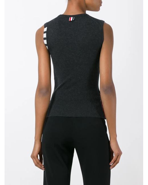 Thom Browne Black Cashmere Stripe Detail Top
