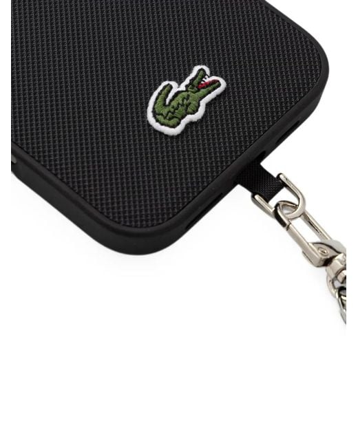 Lacoste Black Logo-Patch Lanyard Iphone 16 Case