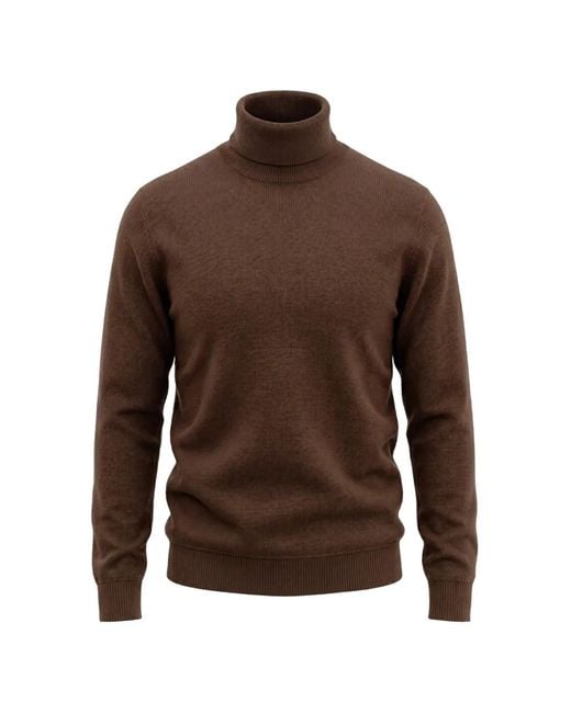 Drumohr Brown Roll-Neck Wool Sweater for men