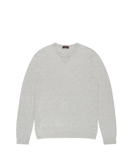 Zanone Gray Bouclé Crew-Neck Sweater for men