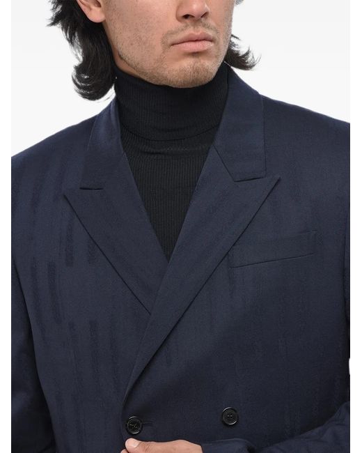Off-White c/o Virgil Abloh Blue Jacquard Double-Breasted Blazer for men