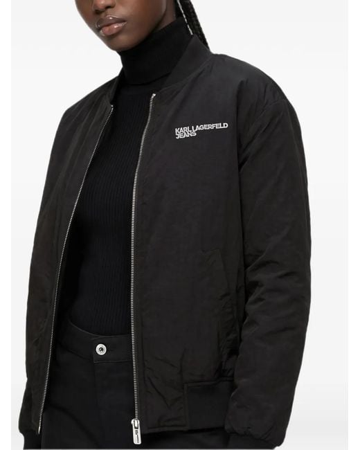 Karl Lagerfeld Gray Reversible Faux-Fur Bomber Jacket