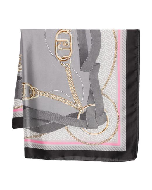 Liu Jo Gray Chain Graphic Scarf