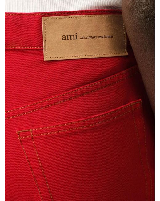 AMI Red Large-Fit Cotton Jeans