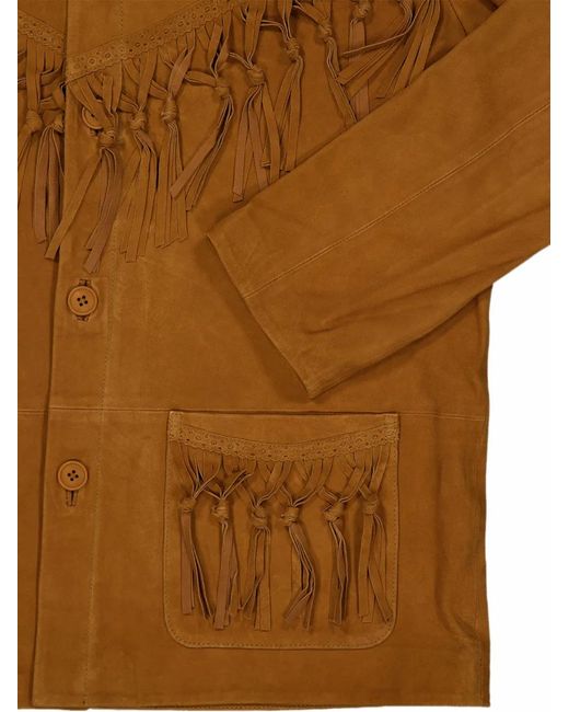 BAZISZT Brown Fringed Suede Jacket