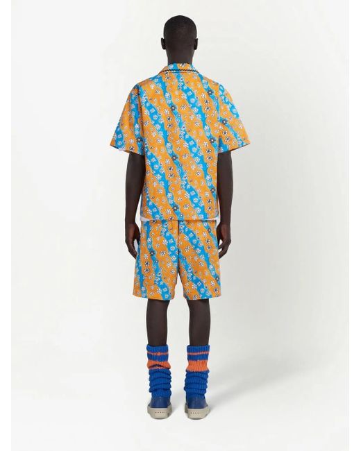 Marni Blue Wave Daisy-Print Shorts for men