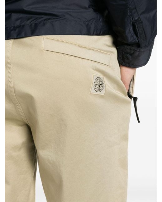 Stone Island Natural Compass-patch Tapered Trousers for men