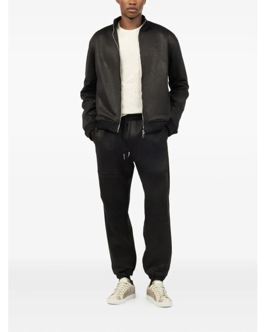 Roberto Cavalli Black Snake-Print Bomber Jacket for men