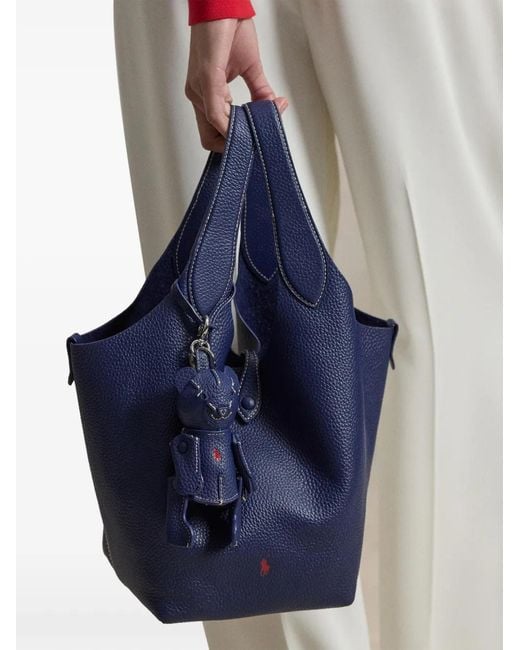 Polo Ralph Lauren Blue Polo Bear Leather Bag Charm