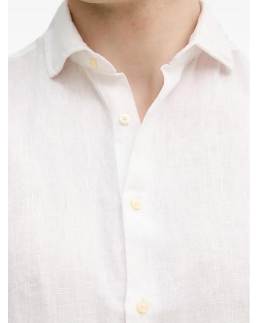 Benetton White Long-Sleeve Button-Up Shirt for men
