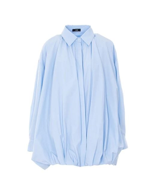ELEH Blue Button Balloon-Effect Shirt