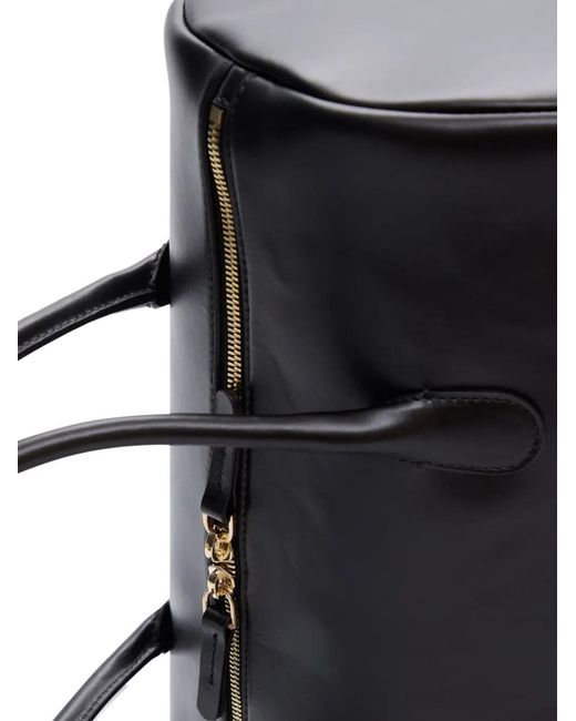 Loulou de Saison Black Reez Cylindric Leather Shoulder Bag