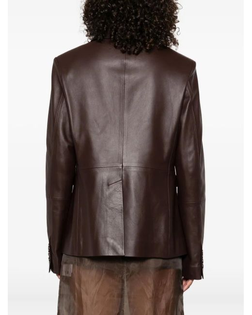 Loulou de Saison Brown Aldo Three-Button Leather Jacket