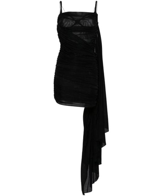Mugler Gedrapeerde Mini-jurk Met Open Rug in het Black