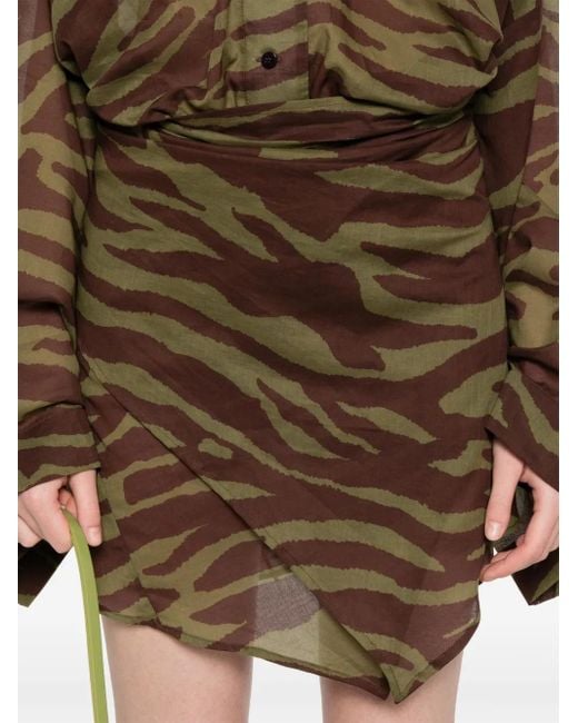 The Attico Brown Zebra-Print Mini Dress
