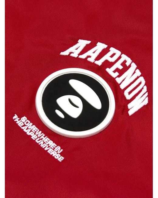 Aape By A Bathing Ape Red Moonface Patch Baseball Jacket for men
