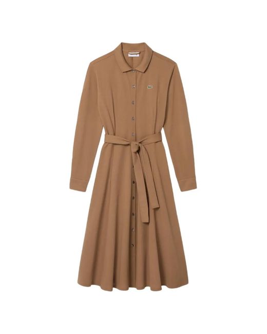 Lacoste Natural Belted Piqué Polo Dress