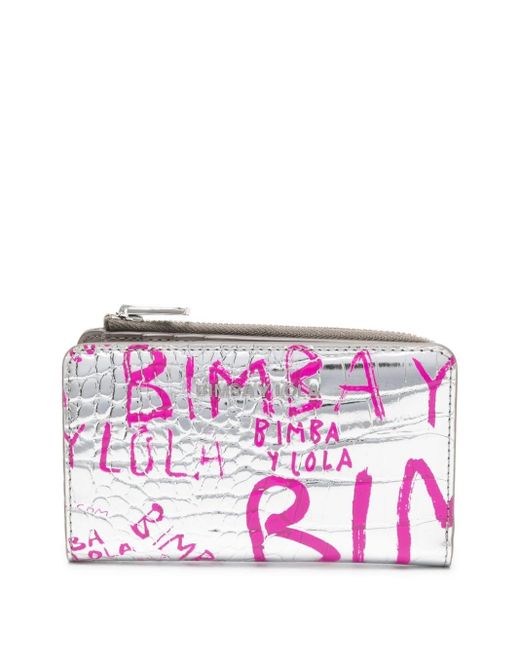 Bimba Y Lola Purple Logo-stamp Crocodile-effect Wallet