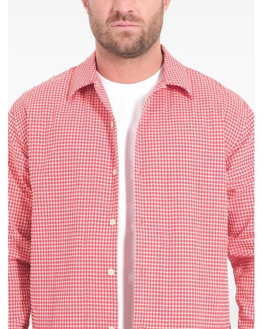 NN07 Red Reed Checked Button Shirt for men