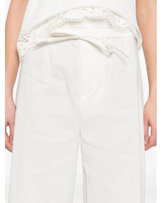 Erika Cavallini Semi Couture White Ti-Detail Trousers