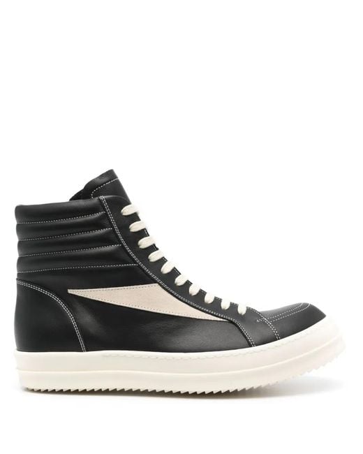 Rick Owens Black High Vintage/ Suede Sneaker for men