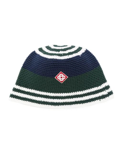 Casablancabrand Blue Logo-appliqué Crochet Bucket Hat for men