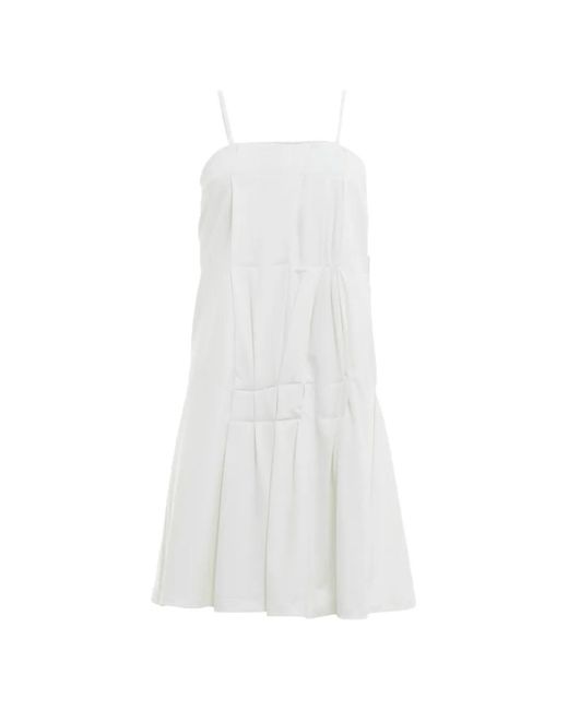 Nach White Folded Pleated Mini Dress