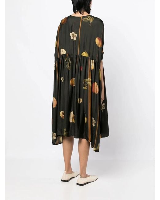 Uma Wang Black Fruit-Print Maxi Dress