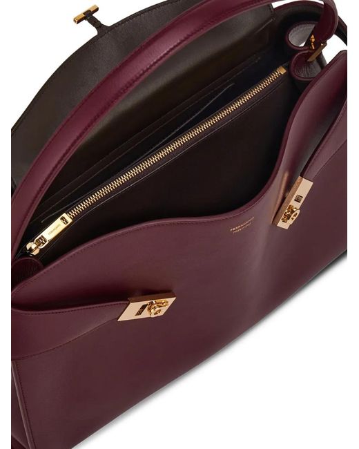 Ferragamo Purple Hug Buckle Tote Bag