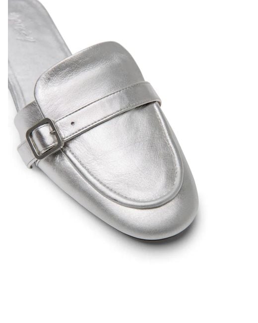 Marsèll White Buckle-Strap Metallic Mules