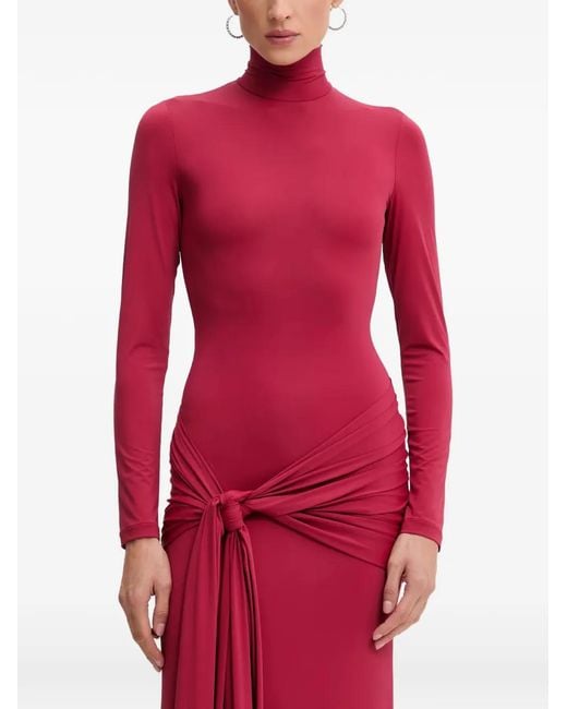 Bardot Red Knotted Roll-Neck Maxi Dress