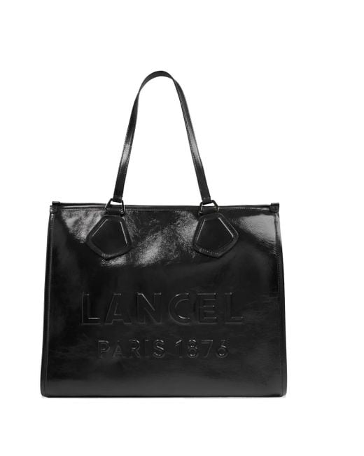 Borsa Tote Con Logo Goffrato di Lancel in Black