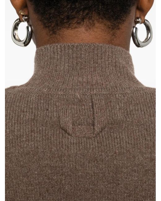 Jacquemus Truien & Vesten ,Bruin ,Wol Bruine Mock Neck Sweater Korte Mouwen in het Brown