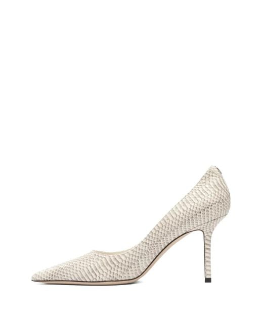 Jimmy Choo White 85Mm Love Snakeskin-Effect Pointed-Toe Pumps