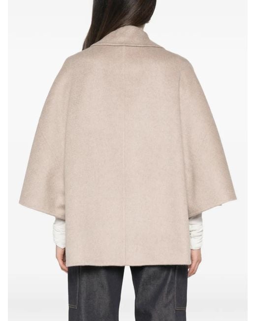 Max Mara Natural Aospite Double-Breasted Cape-Style Jacket