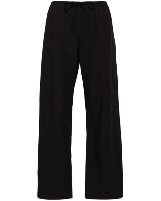 Matteau Black Drawstring-Waist Organic Cotton Trousers