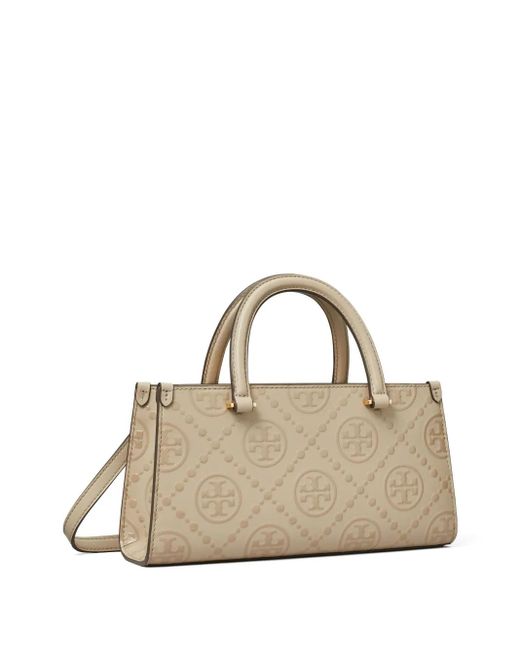 Tory Burch Natural Small T Monogram Tote Bag
