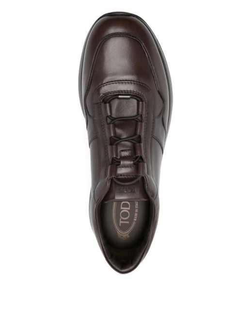 Tod's Brown Leather Lace-Up Sneakers for men