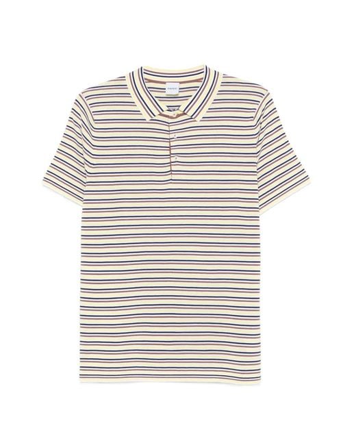 Aspesi White Striped-Pattern Knit Polo Shirt for men