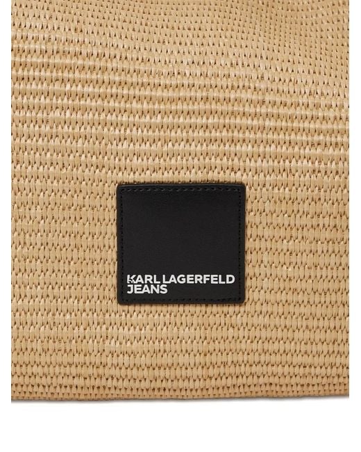 Karl Lagerfeld White Large Logo-Patch Shoulder Bag