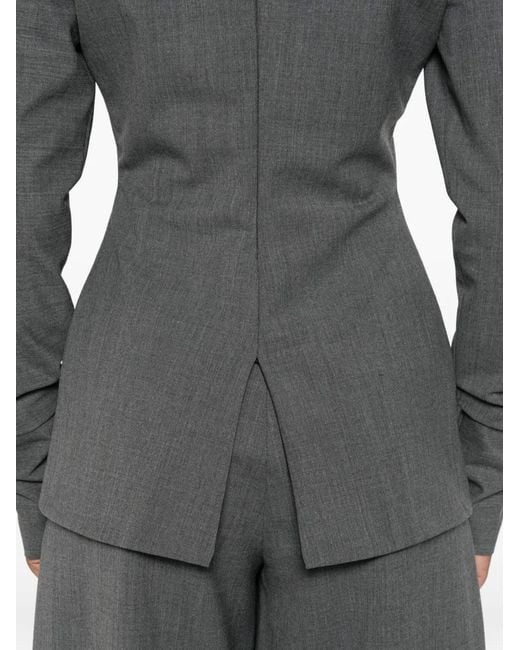 Thelatest Gray Funnel-Neck Long-Sleeve Top
