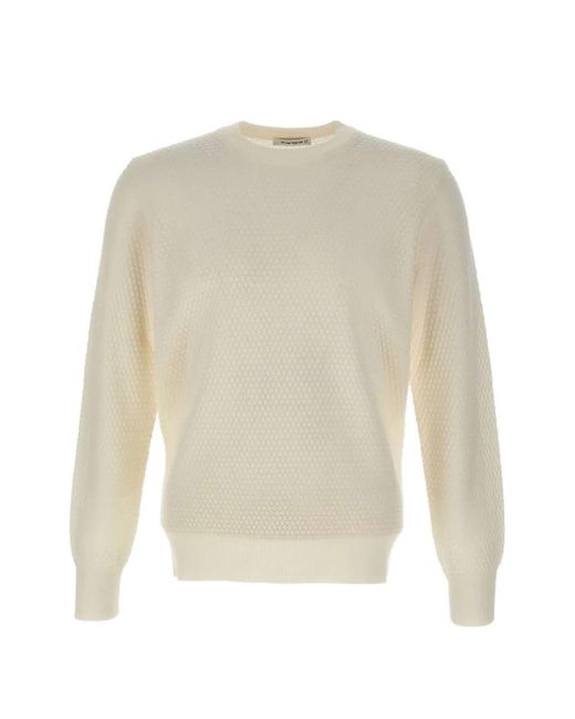 Kangra White Bubble-Stitch Knit Sweater for men