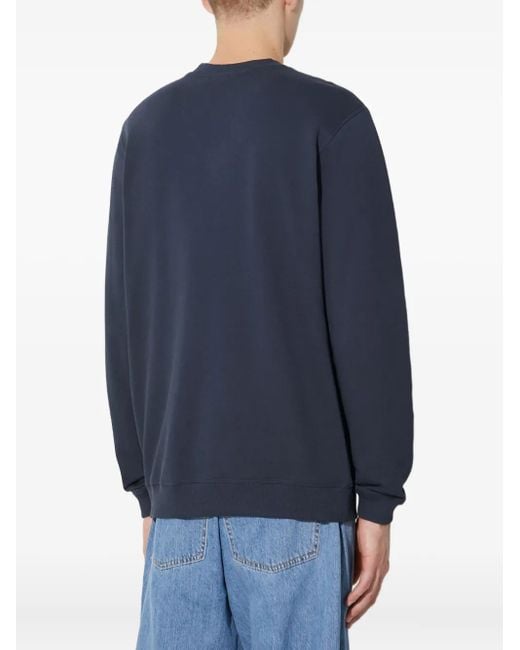 Fjallraven Blue Logo-Patch Crew-Neck Sweatshirt for men